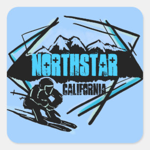 Northstarカリフォルニアの青いスキーロゴのステッカー スクエアシール