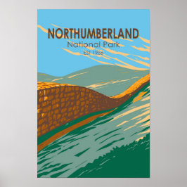 Northumberland National Park Hadrians Wall England ポスター