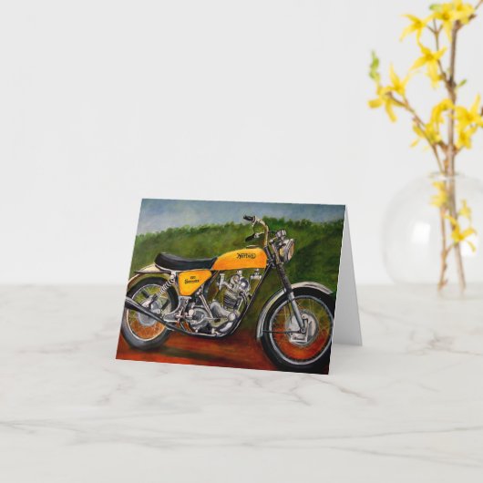 nortonのコマンドのモーターバイクの黄色のクラシックのバイク カード (黄色い花)