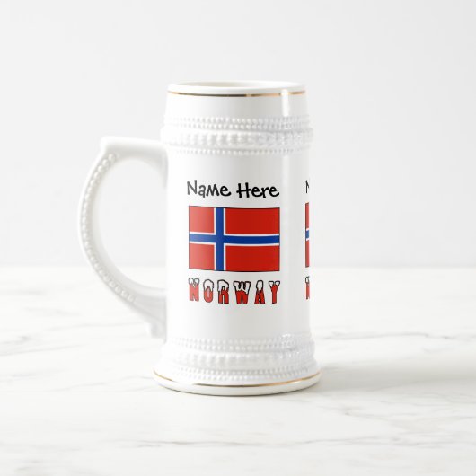 Norway and Norwegian Flag Personalized  ビールジョッキ (左)