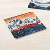 Norway Fishing Village Art Coaster スクエアペーパーコースター (アングル)