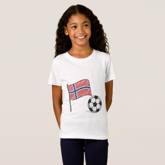 Norway flag and crayon-style soccer ball tシャツ (正面フル)