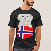 Norway Flag Maltese Dog In Pocket Tシャツ (正面)