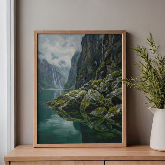 Norway Geirangerfjord Mossy Water Art キャンバスプリント