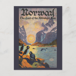 Norway Land of the Midnight Sun Vintage Poster ポストカード