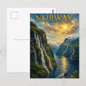 Norway: Majestic Fjord Sunset Art Souvenir ポストカード (正面/裏面)