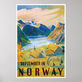 Norway Painting Travel Poster Norwegian Art Print ポスター