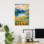 Norway Painting Travel Poster Norwegian Art Print ポスター (ホームオフィス)