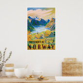 Norway Painting Travel Poster Norwegian Art Print ポスター (キッチン)
