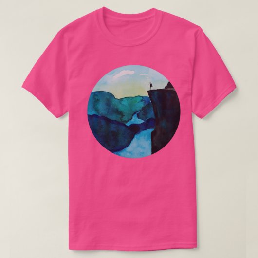 Norway Preikestolen I Backpacker I Watercolour Des Tシャツ (デザイン正面)