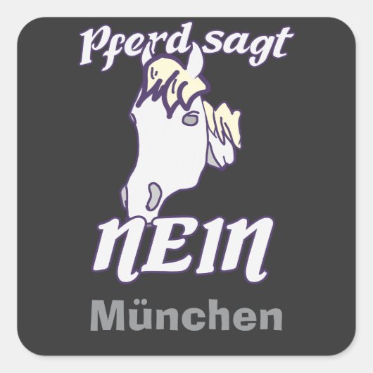 Norweger sagt Nein Lustiges freches Pferde  スクエアシール (正面)