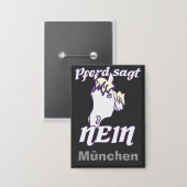 Norweger sagt Nein Lustiges freches Pferde  缶バッジ (正面/裏面)