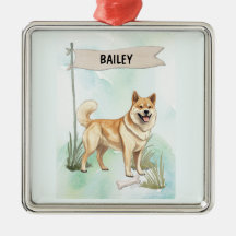 Norwegian Buhund Watercolor Personalized Dog