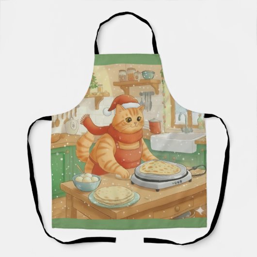 Norwegian Cat Making Christmas Lefse, Apron エプロン (正面)