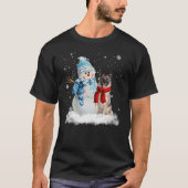 Norwegian Elkhound Dog Christmas Snowman Christmas Tシャツ (正面)
