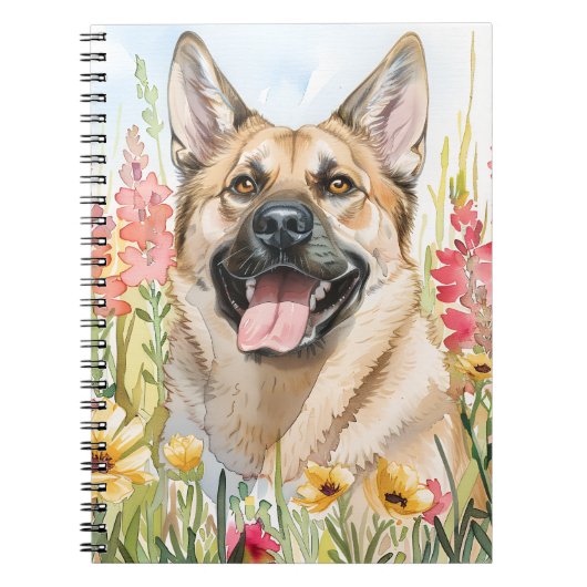 Norwegian Elkhound Watercolor Journal ノートブック (正面)
