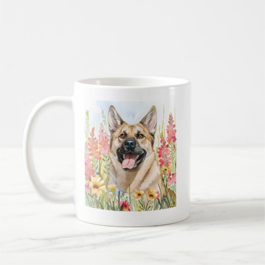 Norwegian Elkhound Watercolor Mug コーヒーマグカップ (左)