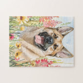 Norwegian Elkhound Watercolor Puzzle ジグソーパズル (横)