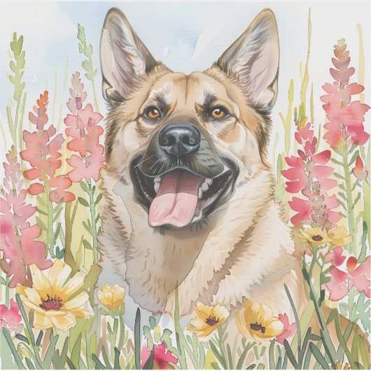 Norwegian Elkhound Watercolor Sticker シール (正面)