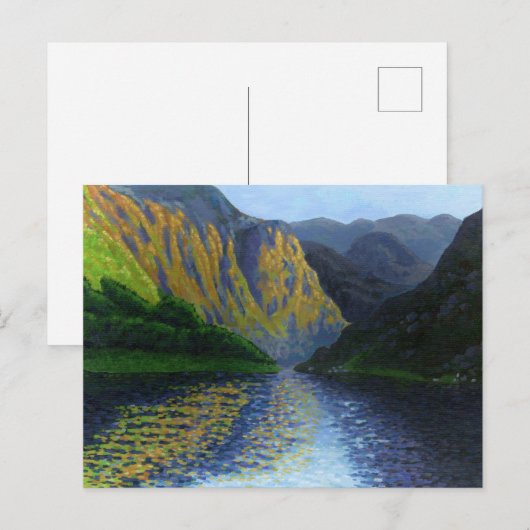 Norwegian fjord approaching sunset ポストカード (正面/裏面)