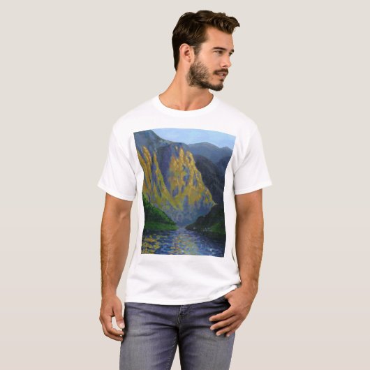 Norwegian fjord approaching sunset tシャツ (正面フル)