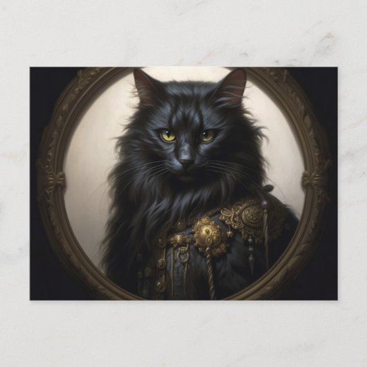 Norwegian Forest black Cat ポストカード (正面)