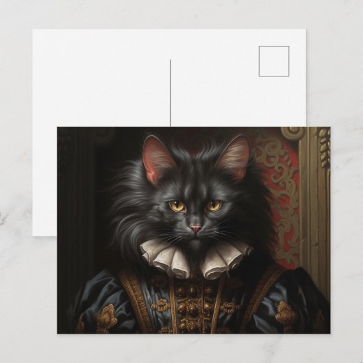 Norwegian Forest black Cat ポストカード (正面/裏面)