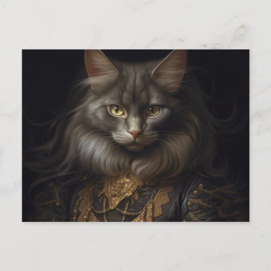 Norwegian Forest black Cat ポストカード (正面)