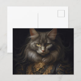 Norwegian Forest black Cat ポストカード