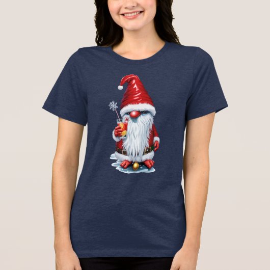Norwegian Gnome Holding A Cranberry Juice Cocktail トライブレンドＴシャツ (正面)