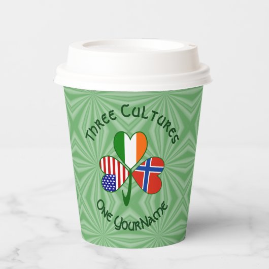 Norwegian Irish American Shamrock Personalize Text 紙コップ (正面)
