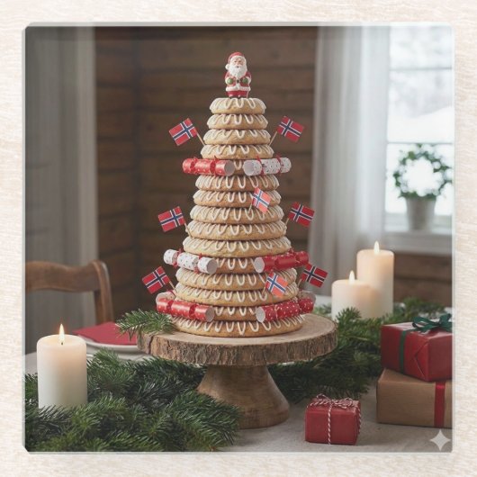 Norwegian Kransekake, Glass Coaster ガラスコースター (正面)