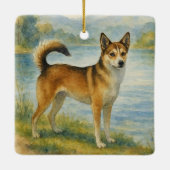 Norwegian Lundehund セラミックオーナメント (裏面)