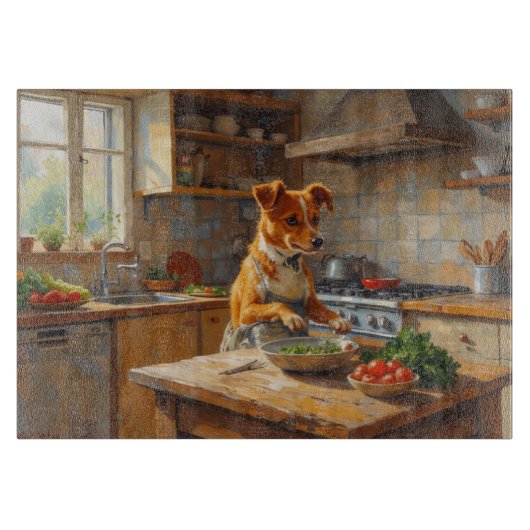 Norwegian Lundehund Cooking in Kitchen カッティングボード (正面)