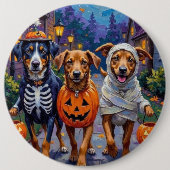 Norwegian Lundehund Trick-or-Treating Halloween 缶バッジ (正面)