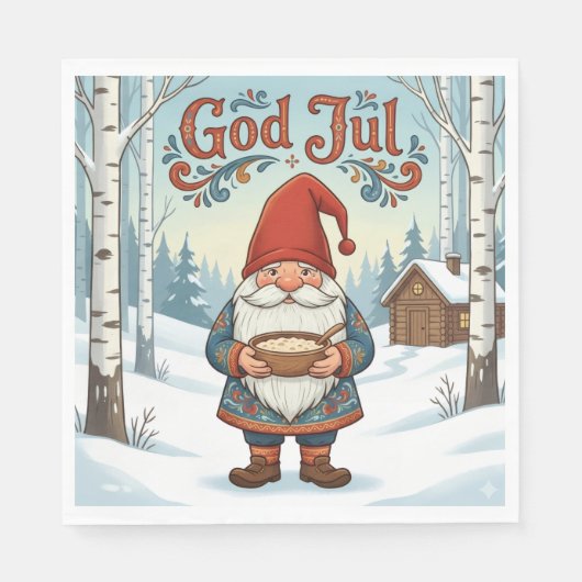 Norwegian Nisse God Jul Christmas Napkins スタンダードランチョンナプキン (正面)