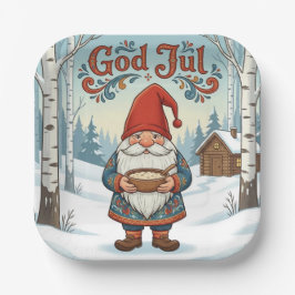 Norwegian Nisse God Jul Christmas Paper Plates ペーパープレート