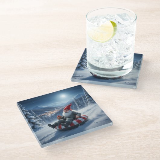 Norwegian Nisse Sledding, Coaster ガラスコースター (アングル)