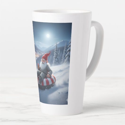 Norwegian Nisse Sledding, Latte Mug カフェラテマグ (右アングル)