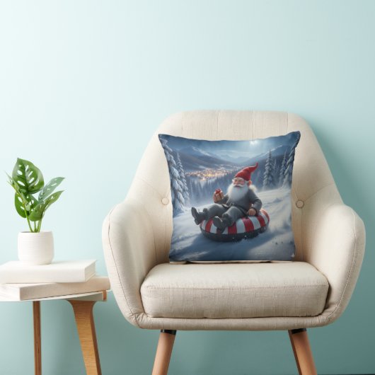 Norwegian Nisse Sledding, Throw Pillow クッション (椅子)