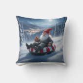 Norwegian Nisse Sledding, Throw Pillow クッション (正面)