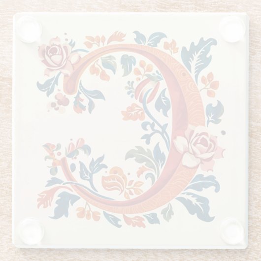 Norwegian Norway Rosemaling Initial C ガラスコースター (裏面)