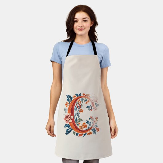Norwegian Norway Rosemaling Initial C, Apron エプロン (着用した状態)