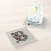 Norwegian Rosemaling Initial B, Glass Coaster ガラスコースター (アングル)