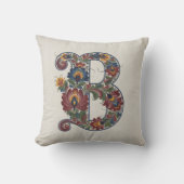 Norwegian Rosemaling Initial B, Throw Pillow クッション (正面)