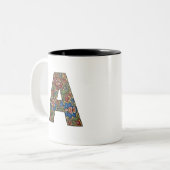 Norwegian Rosemaling Norway Initial A Mug ツートーンマグカップ (正面左)