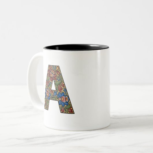 Norwegian Rosemaling Norway Initial A Mug ツートーンマグカップ (正面左)