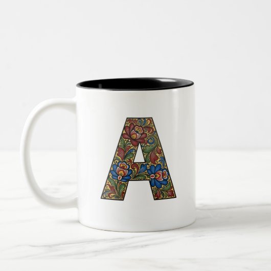 Norwegian Rosemaling Norway Initial A Mug ツートーンマグカップ (左)