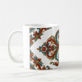 Norwegian Rosemaling Pattern Mug with Elegant Symm コーヒーマグカップ (左)