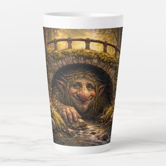 Norwegian Troll Hiding Under Bridge, Latte Mug カフェラテマグ (正面)